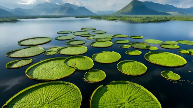 Scenic view of Loktak Lake with floating phumdis 