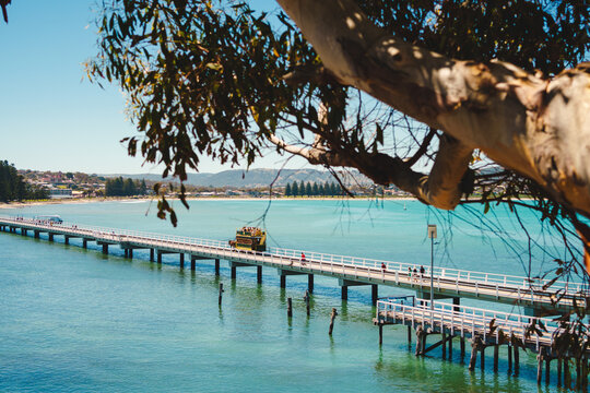 Bridge connecting Victor Harbour and Granite Island, viewing from above