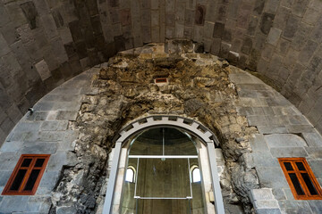13 July 2025 Erzurum Turkey. Double Minaret Madrasah and Museum in Erzurum Turkey with artchitectural details and old artifacts museum