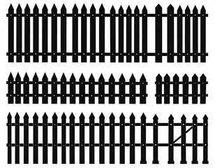 Black silhouette wooden fence designs