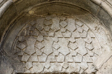 13 July 2025 Erzurum Turkey. Double Minaret Madrasah and Museum in Erzurum Turkey with artchitectural details and old artifacts museum