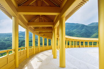 Tushita Palace (Doushuai Tiangong, Doushuaigong) at Buddhist Mile Shrine (Mile Shengtan, Mile Shrine, Renjian Mile) on Xuedou Mountain in Fenghua, Ningbo, Zhejiang, China