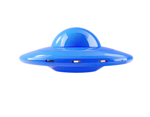 Glossy blue UFO, 3D rendering
