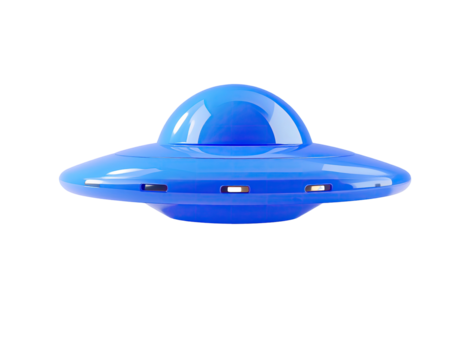 Glossy blue UFO, 3D rendering