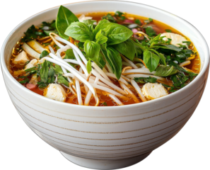 Vietnamese noodle soup chicken basil bean sprout aroma warms soul