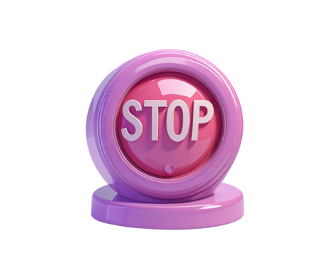 Pink 3D stop button