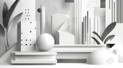 White tone Neo Memphis social background illustration