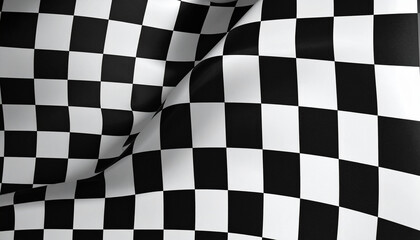 Checkered flag waving dynamically in a swirling motion symbolizing victory