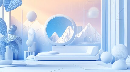 White tone Neo Memphis social background illustration