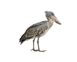 Shoebill Stork Isolated Detailed Portrait on PNG Transparent Background