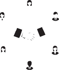 Business Partnership Agreement Iconography with Silhouetted Figures