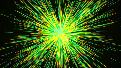 Digital technology background. Directed stream of luminous particles. Big data visualization. 3d rendering.