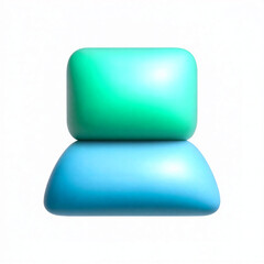 Cool Ocean 3D-style Laptop Computer Icon in Soft Clay