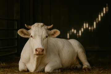 Farm animal relaxing in barn rural setting photography natural light close-up tranquility