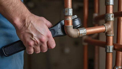 Experienced Plumber Installing Residential Boiler System