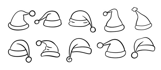 Vector Santa Claus Hat outline icon doodle sketch 