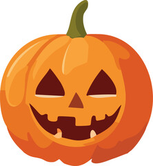 Scary grinning jack-o'-lantern isolated on a dark background for the Halloween holiday