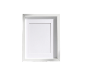 White picture frame, rectangular shape, empty interior