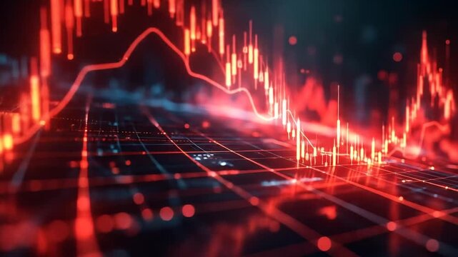 Dynamic Stock Market Data Visualization, Red Chart Trends