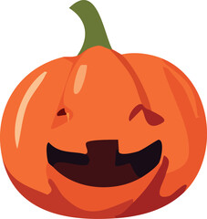 A spooky Halloween jack-o-lantern vector illustration isolated on a white background with a scary smile