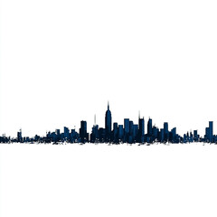 Fototapeta premium Minimalist Panoramic New York City Skyline Silhouette in Dark Blue.