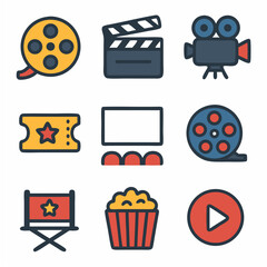Film & Cinema Icon Set Vector