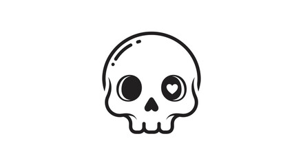 Obraz premium Sweetly Macabre A Minimalist Cartoon Skull with a Heart Eye