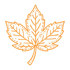 Leaf icon, line art, orange, autumn symbol-