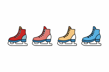 set of Ice Skating Shoes Flat Vector illustration design