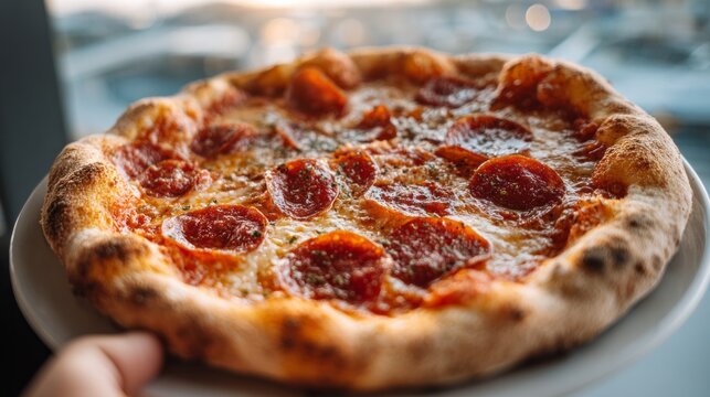 Enjoying festive American Independence Day celebration with delicious pepperoni pizza at sunset