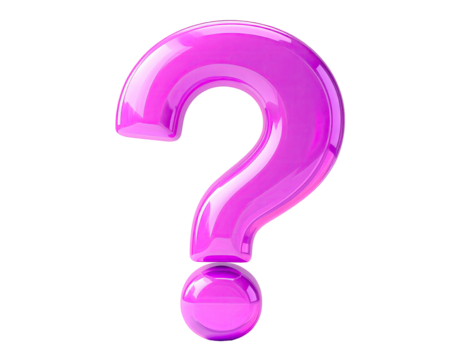 Glossy magenta question mark, 3D render