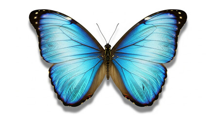 Obraz premium Blue morpho butterfly macro, iridescent wing scales, delicate antennae