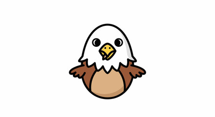 Fototapeta premium Adorable Cartoon Bald Eagle Chick with Wide Eyes and Open Beak