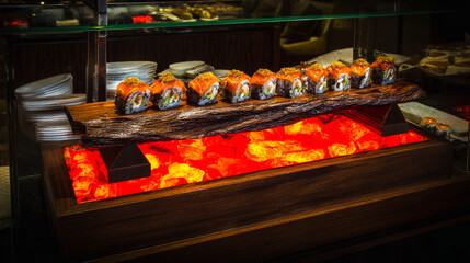 Fiery sushi roll platter