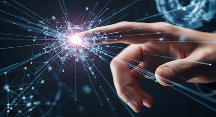 Human connection with artificial intelligence demonstrates technological progress and innovation