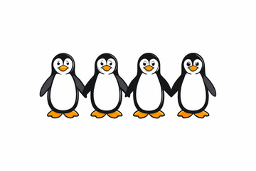 set of Cute Winter Penguin Vector illustration design