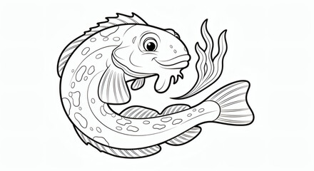 Fototapeta premium Whimsical Cartoon Fish Illustration A Playful Underwater Design