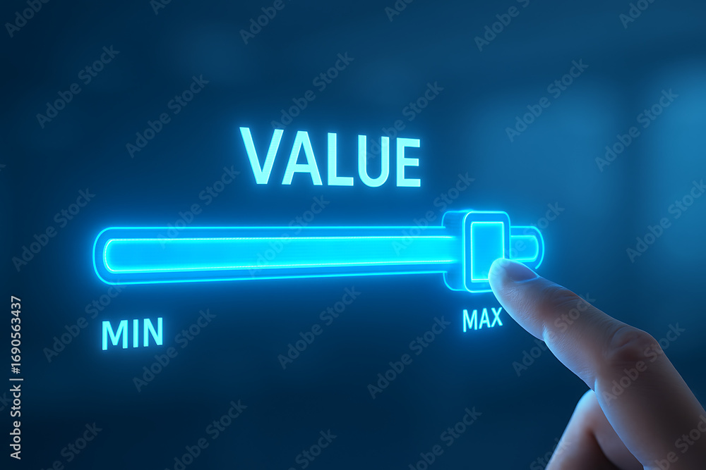 Fototapete value slider from minimum to maximum, a concept of finding the perfect balance and maximizing the re