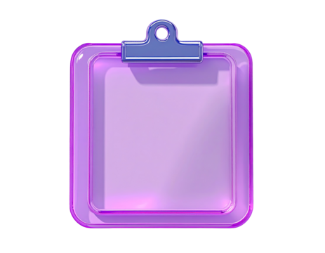 Purple square clipboard, glossy finish, metallic clip - Powered by Adobe
