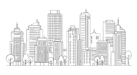 Fototapeta premium Modern city skyline illustration for architectural designs and urban development projects ideal for layouts or templates