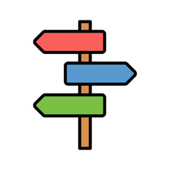 Signpost Icon Vector Illustration Color Version