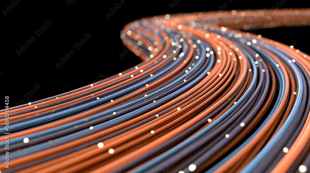 Poster a dynamic, abstract composition features flowing lines of light and color, evoking a sense of energy