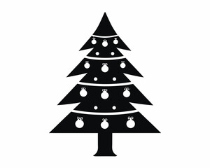 Christmas Tree Flat silhouette Vector illustration design