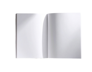 Open blank book, showing two white pages