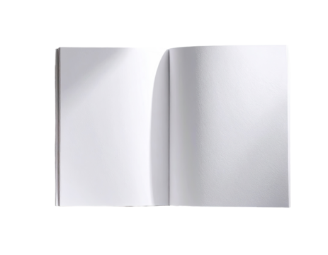 Open blank book, showing two white pages