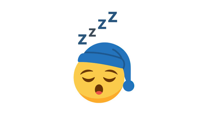 Sleeping Emoji Wearing a Blue Knit Nightcap.