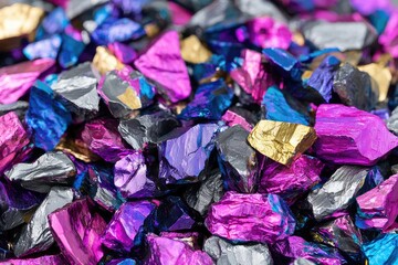 Close-up of colorful, irregular rock fragments