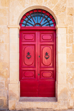 old wooden red door