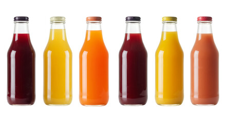 A set of  bottles of fruit  juice on a transparent background