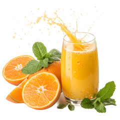 Fresh Orange Juice with Fruit, isolated on transparent background
